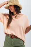 Camisola de manga curta em rosa