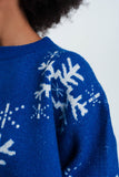 Camisola de Natal com flocos de neve em azul