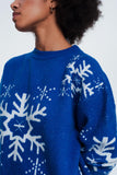 Camisola de Natal com flocos de neve em azul