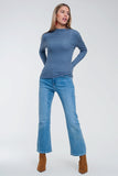 Camisola de pescoço com nervuras Azul