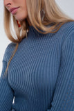 Camisola de pescoço com nervuras Azul