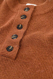Camisola descontraída com meio botão em camel