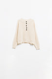 Q2 Camisola descontraída com meio botão em creme