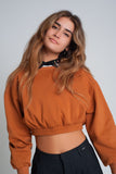 Camisola desportiva curta em camelo