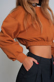 Camisola desportiva curta em camelo