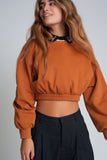 Camisola desportiva curta em camelo