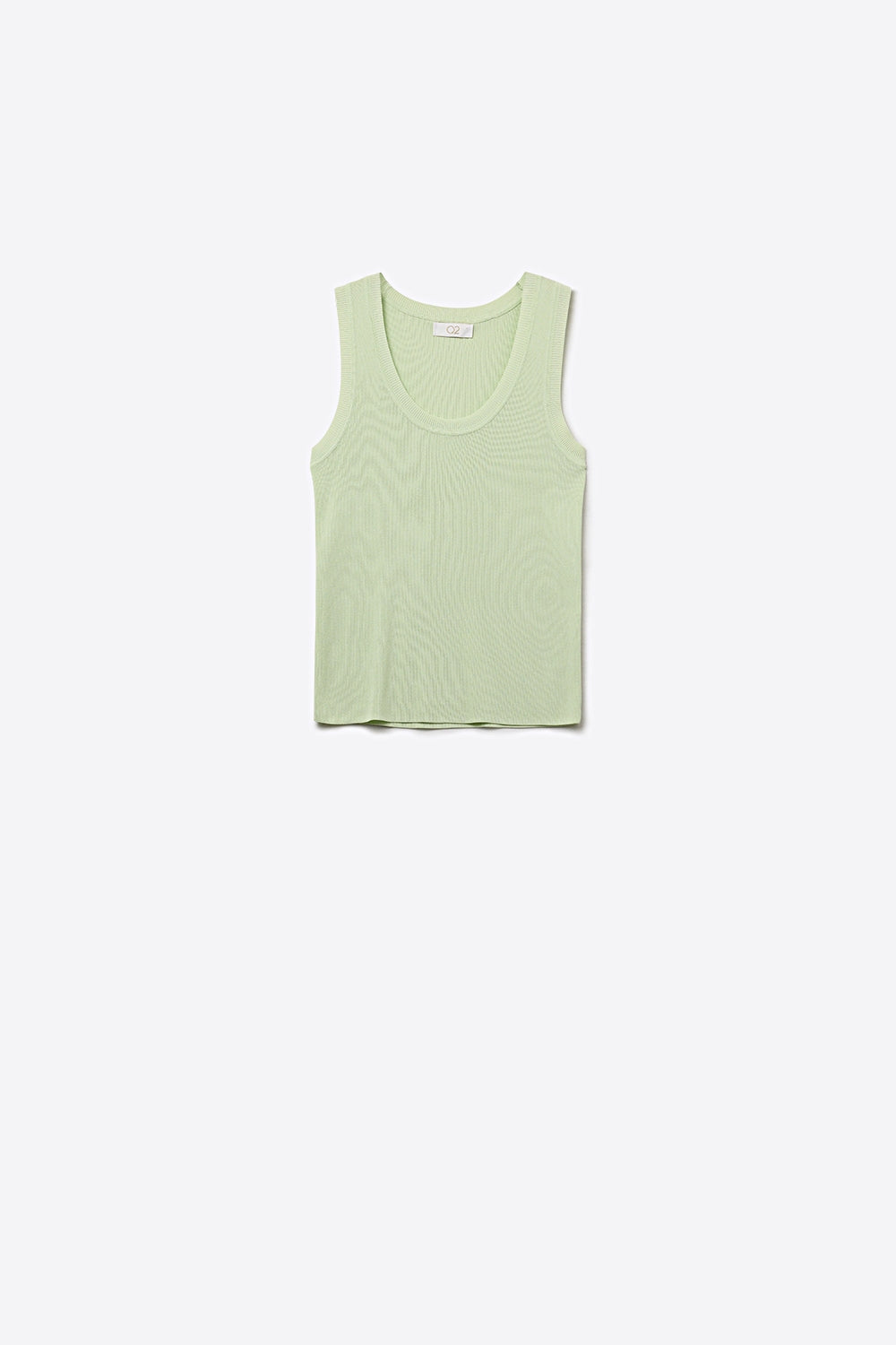 Q2 Camisola em malha canelada verde-clara para sobrepor