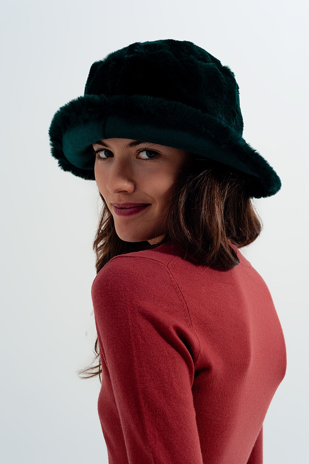 Camisola em V de cor de ferrugem