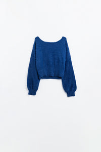 camisola fofa cortada em azul-marinho ajustada na cintura