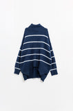 Q2 Camisola grande da marinha com riscas brancas