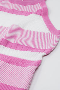 Camisola interior cor-de-rosa com design de riscas em diferentes malhas