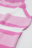 Camisola interior cor-de-rosa com design de riscas em diferentes malhas