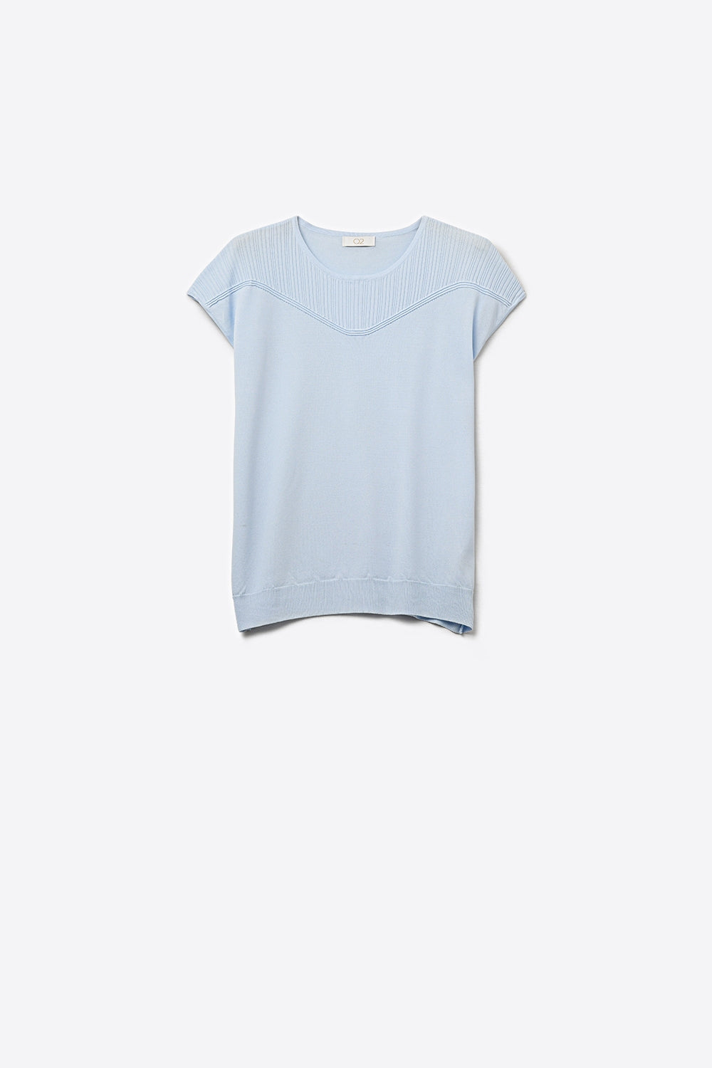 Q2 Camisola leve sem mangas de malha com caimento relaxado em azul claro