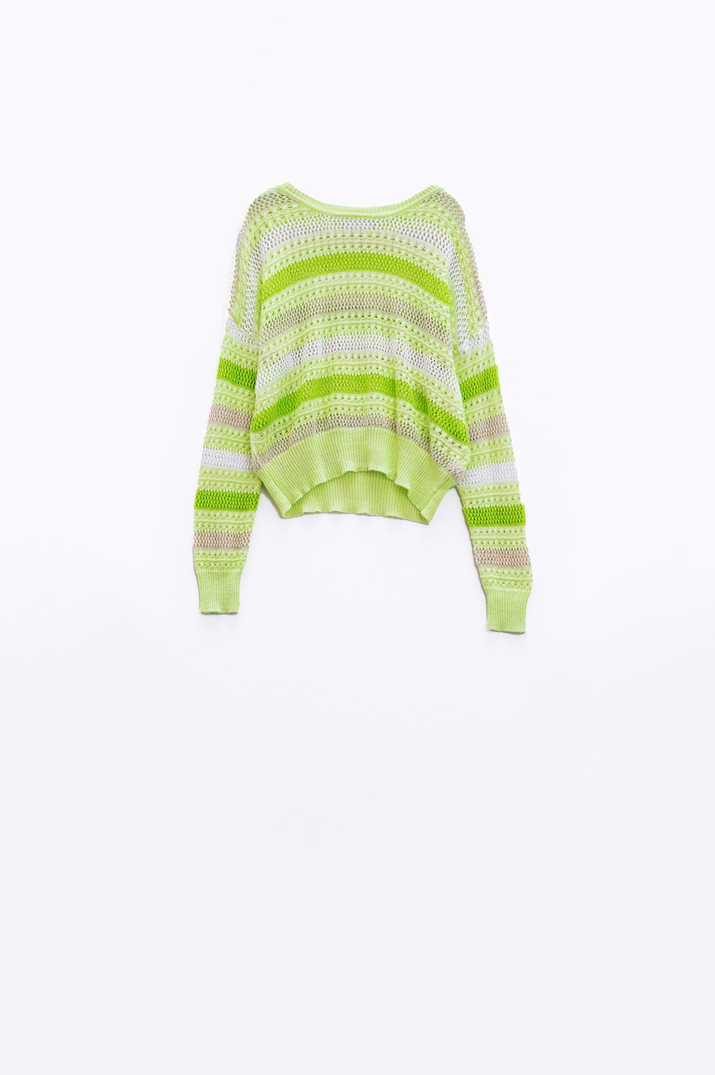 Q2 Camisola multicolorida clara de manga comprida com gola de barco