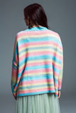 Camisola multicolorida de gola alta com fendas laterais