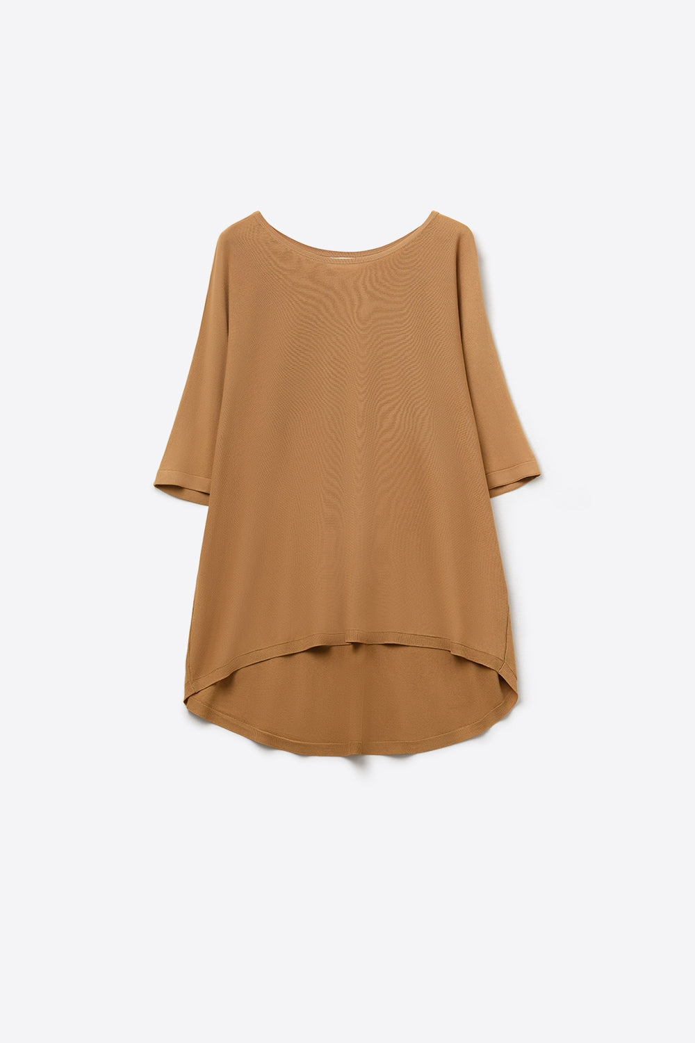 Q2 Camisola oversized em camel com mangas até ao cotovelo