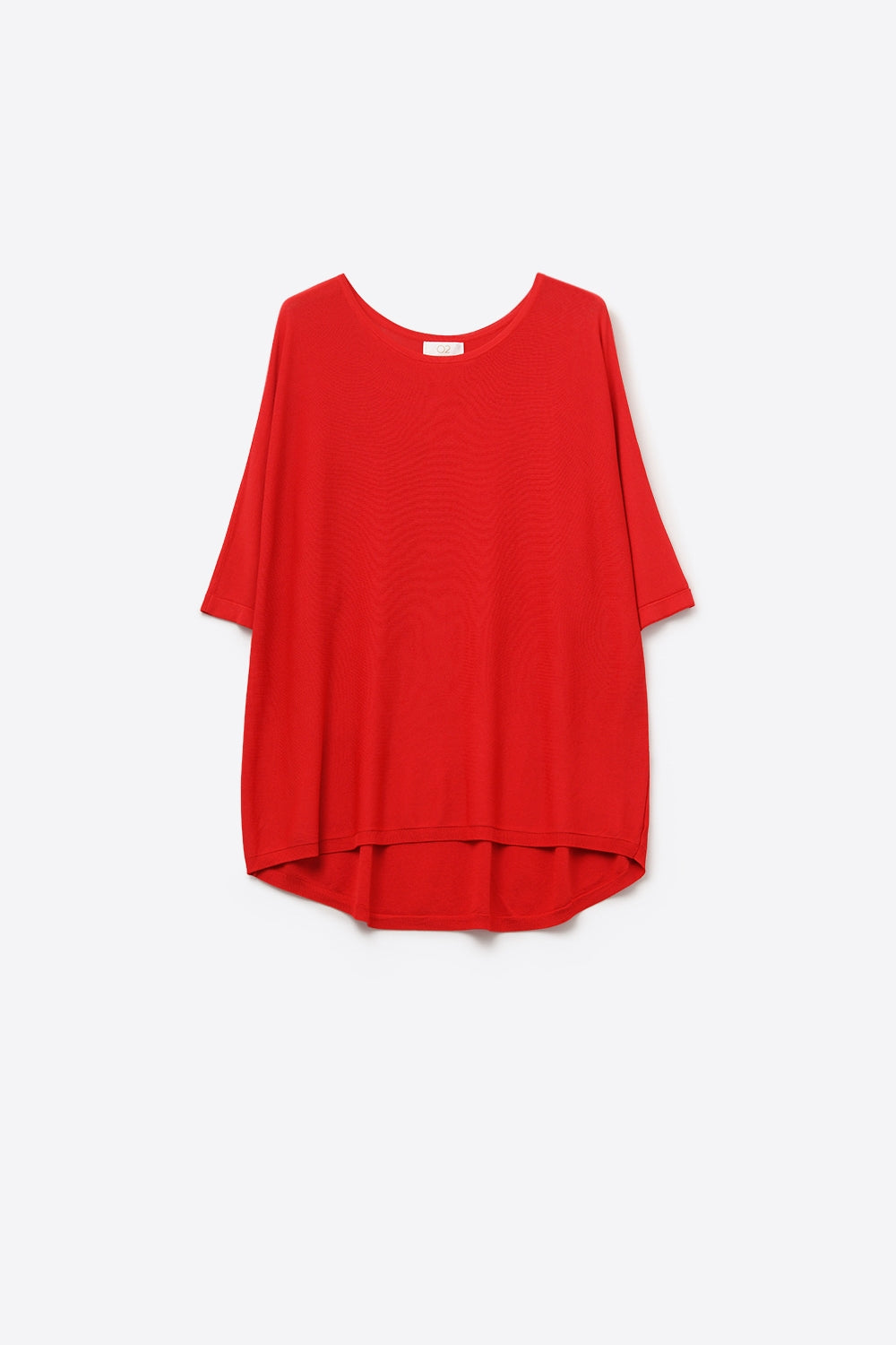 Q2 Camisola oversized em vermelho com mangas até ao cotovelo