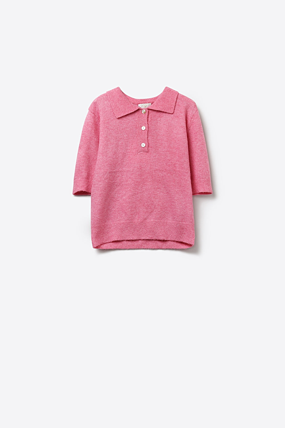 Camisola pólo cor-de-rosa de malha macia e fofa