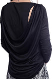 Camisola preta com detalhe de chiffon nas costas