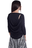 Q2 Camisola preta com detalhe de chiffon nas costas