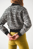 Camisola preta com estampa de zebra
