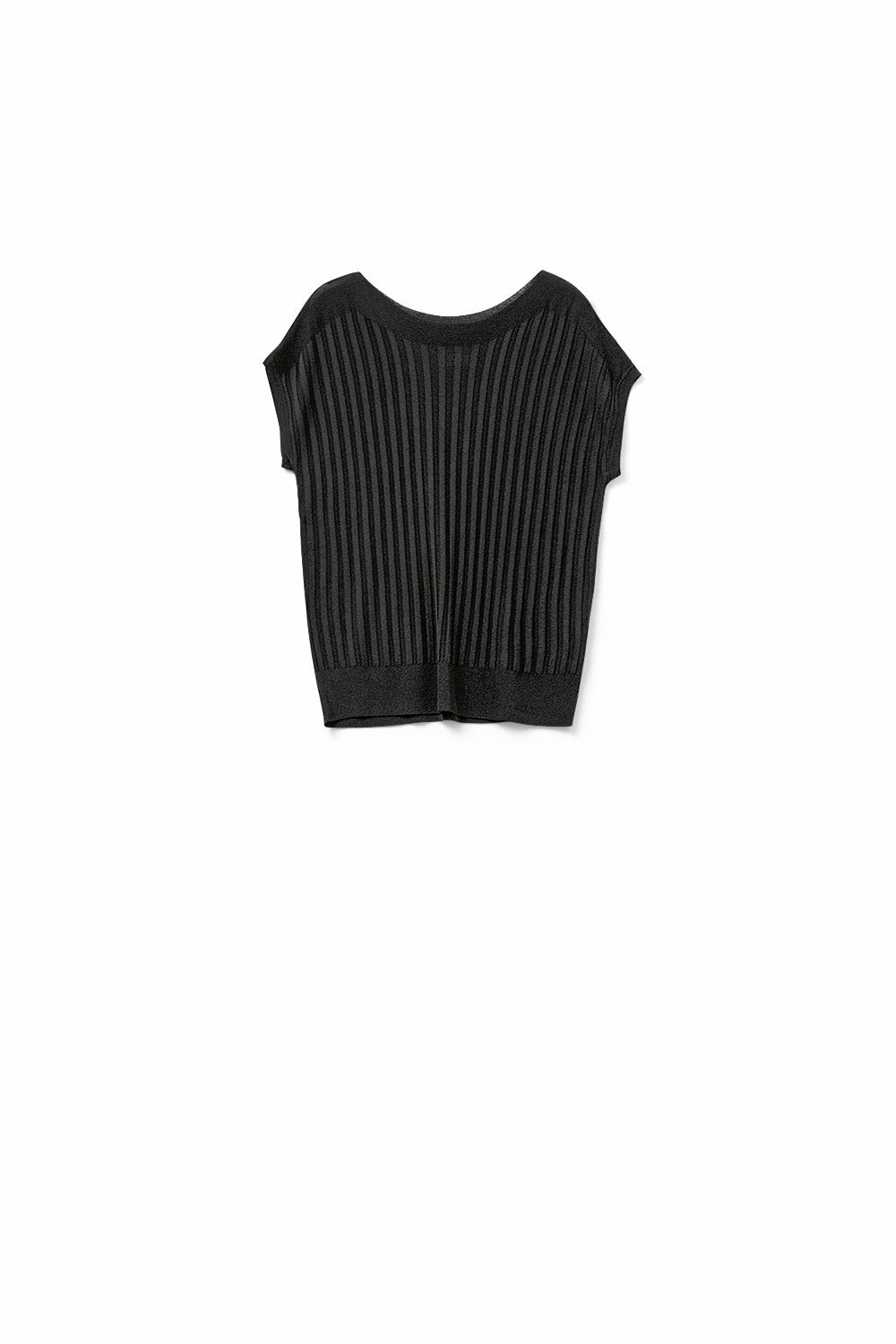Q2 Camisola preta de malha fina com gola redonda
