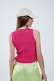 Camisola regata rosa framboesa com rebordo branco