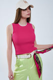 Q2 Camisola regata rosa framboesa com rebordo branco