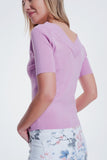 Camisola rosa com decote em V