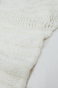 camisola sem mangas em croché creme