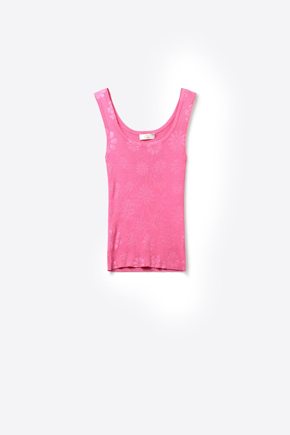 Q2 Camisola sem mangas em malha canelada cor-de-rosa para sobrepor