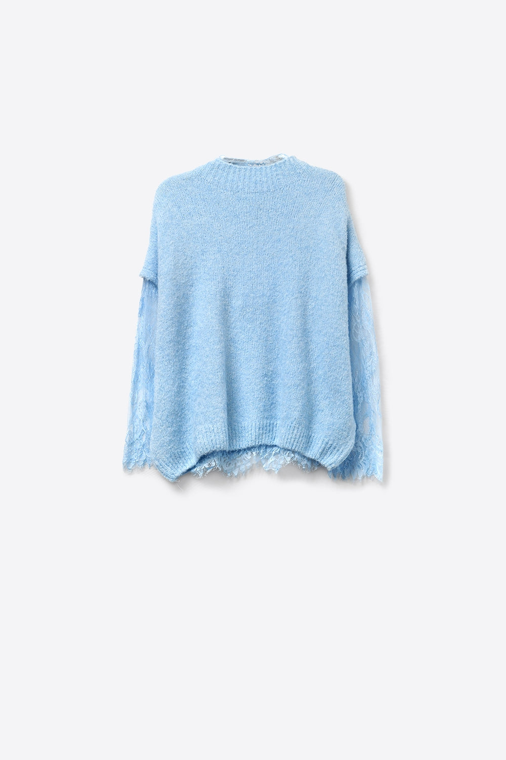 Camisola sem mangas em malha macia com forro de renda em azul
