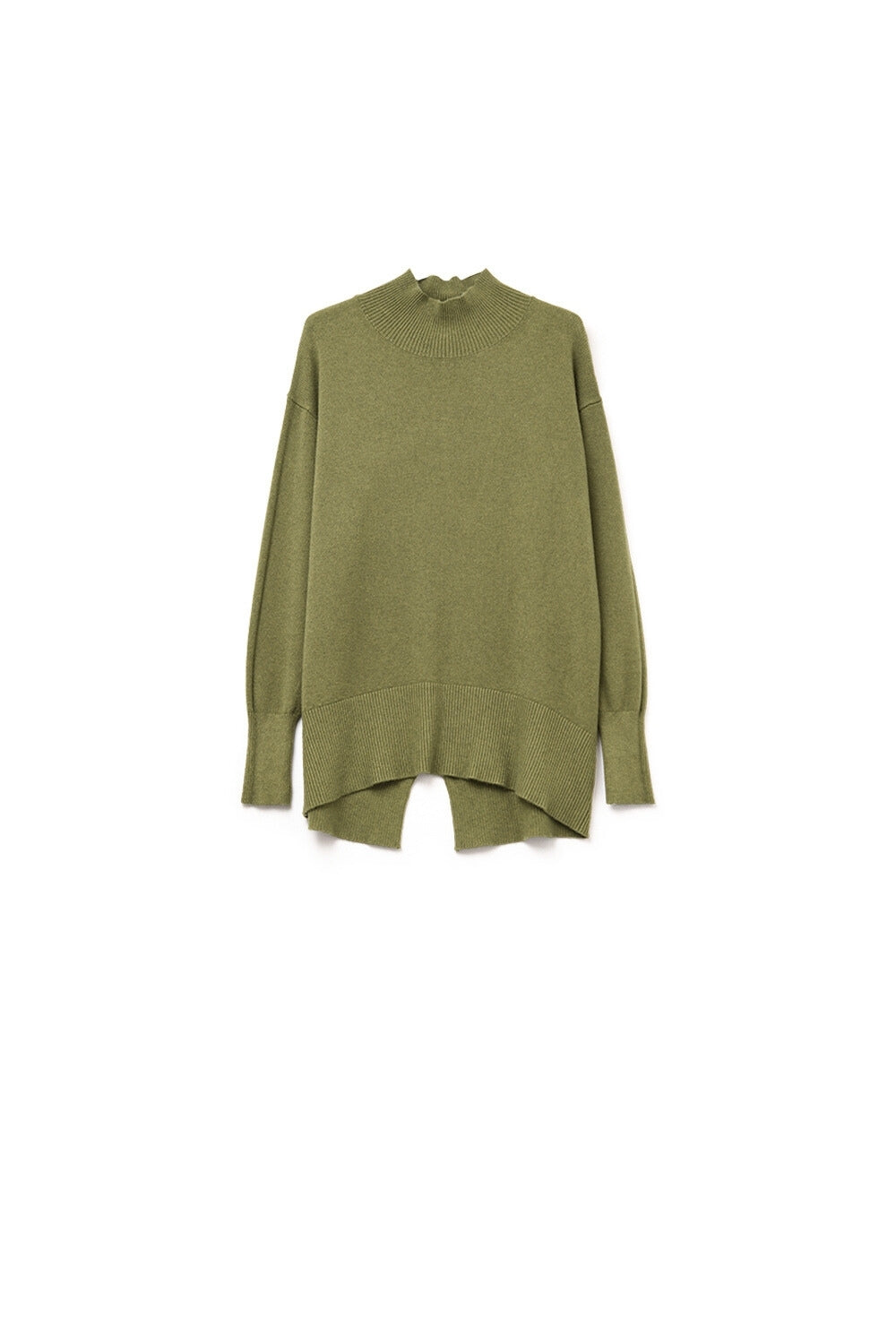 Q2 Camisola solta verde militar com pormenor aberto nas costas
