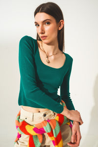 Camisola traseira aberta em verde