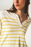 Camisola verde com pescoço de polo listrado modelo Vintage 70s