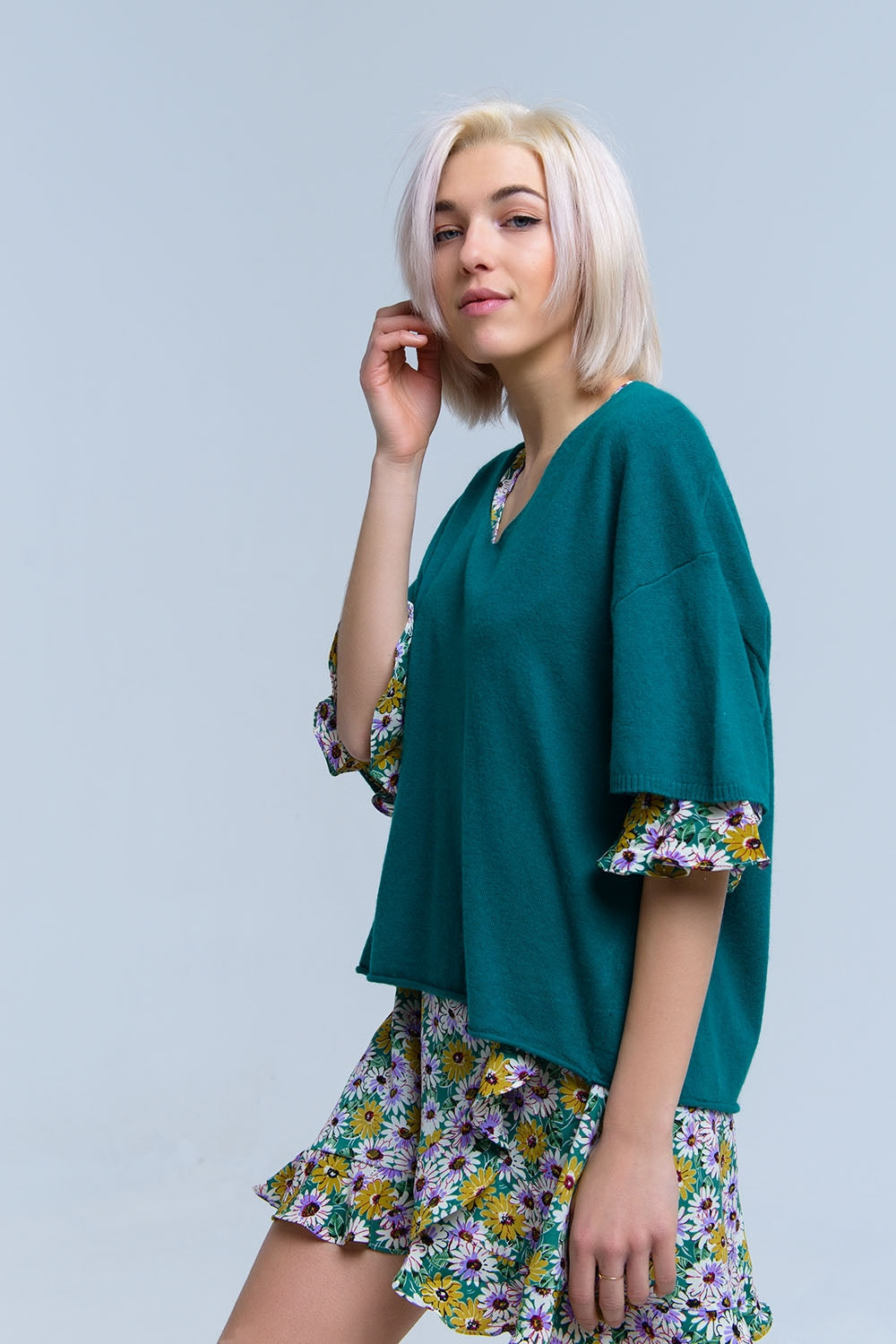 Camisola verde de manga curta