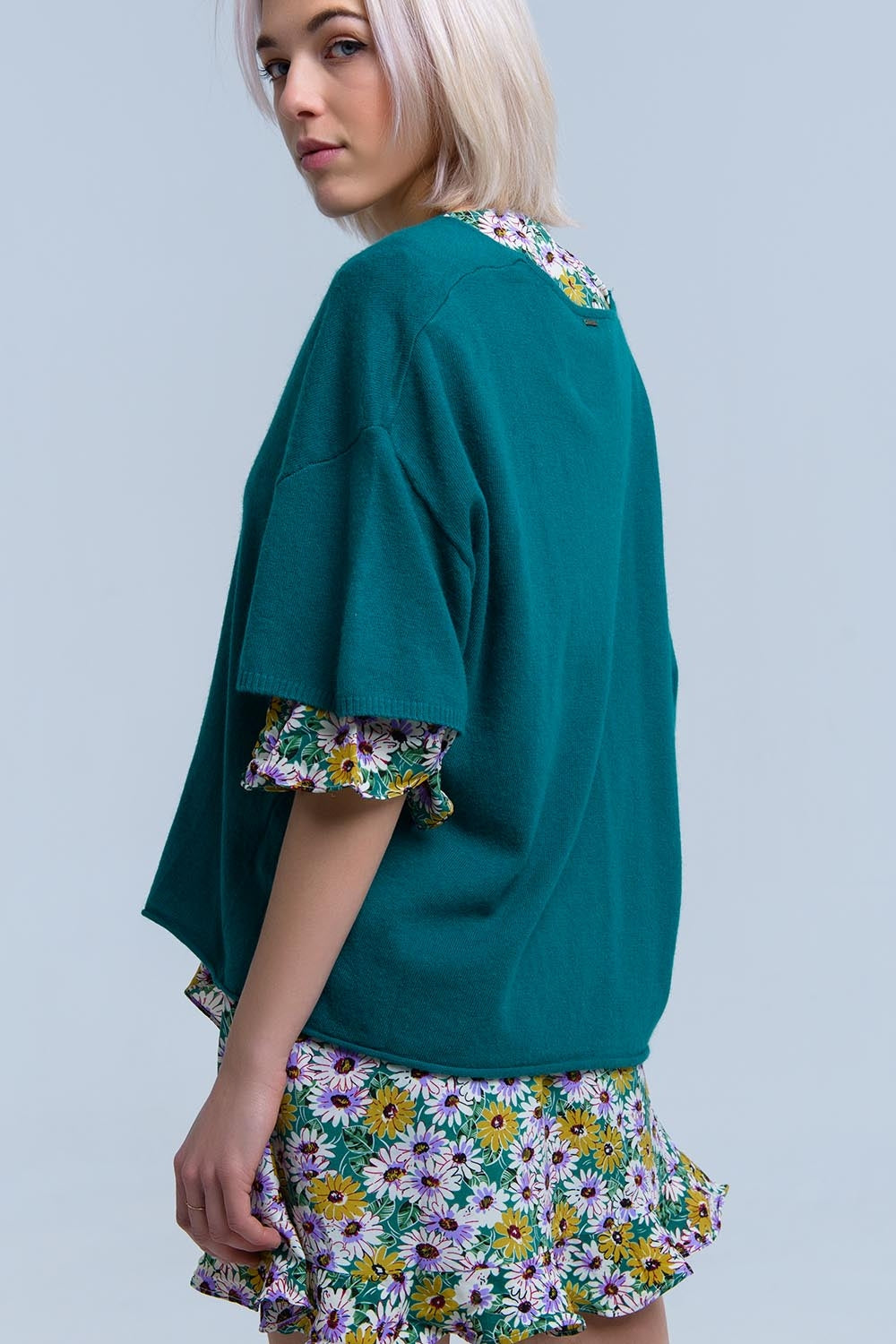 Camisola verde de manga curta