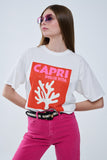 Capri La Dolce Vita T-shirt branca com estampado gráfico