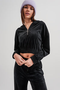 Capuz com fecho de correr preto