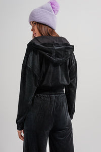 Capuz com fecho de correr preto