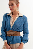 Q2 Cardigan azul com botões