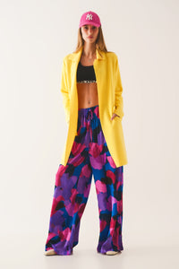 Q2 Cardigan de gola oversized em amarelo