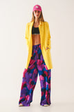 Q2 Cardigan de gola oversized em amarelo