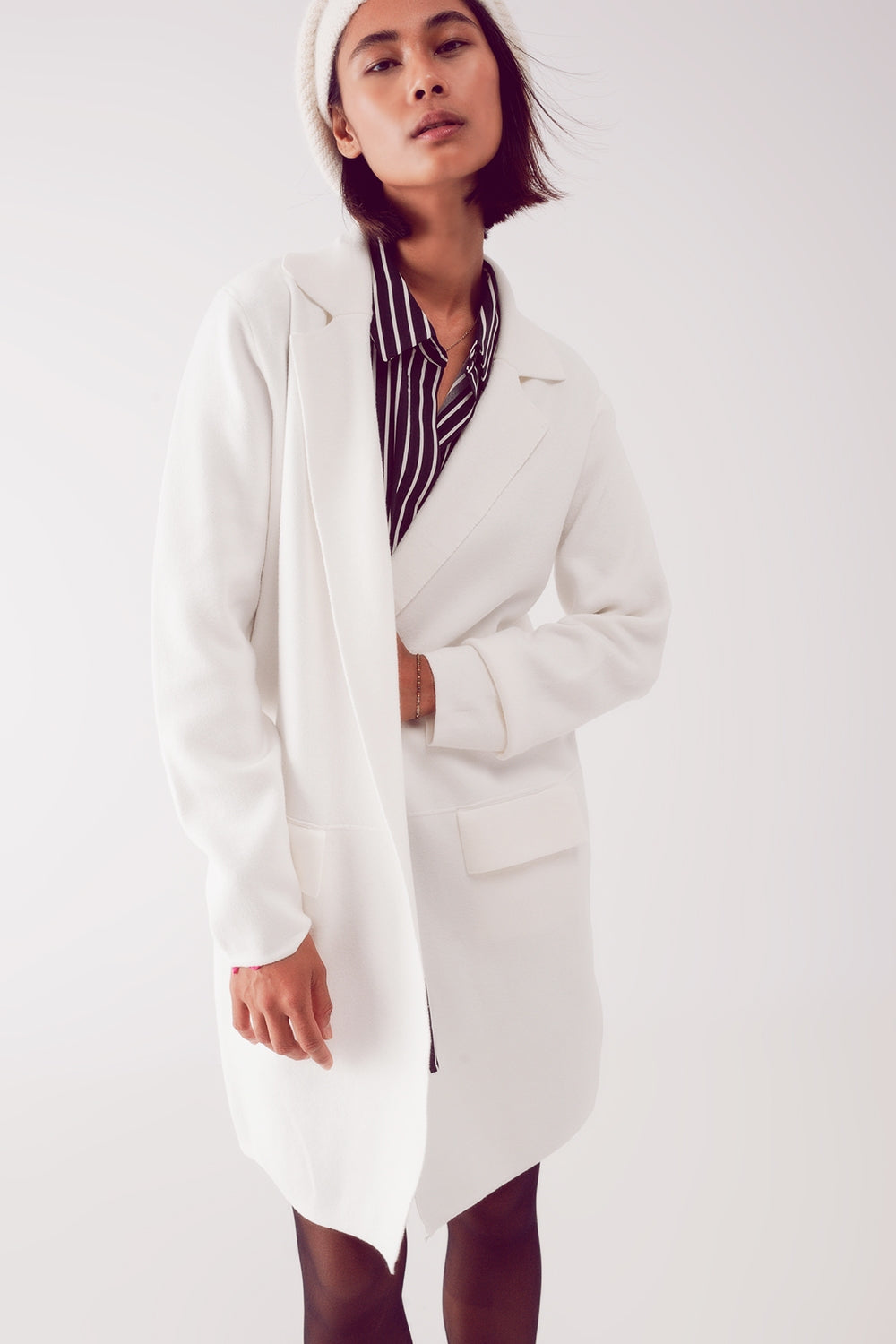 cardigan de gola oversized em branco