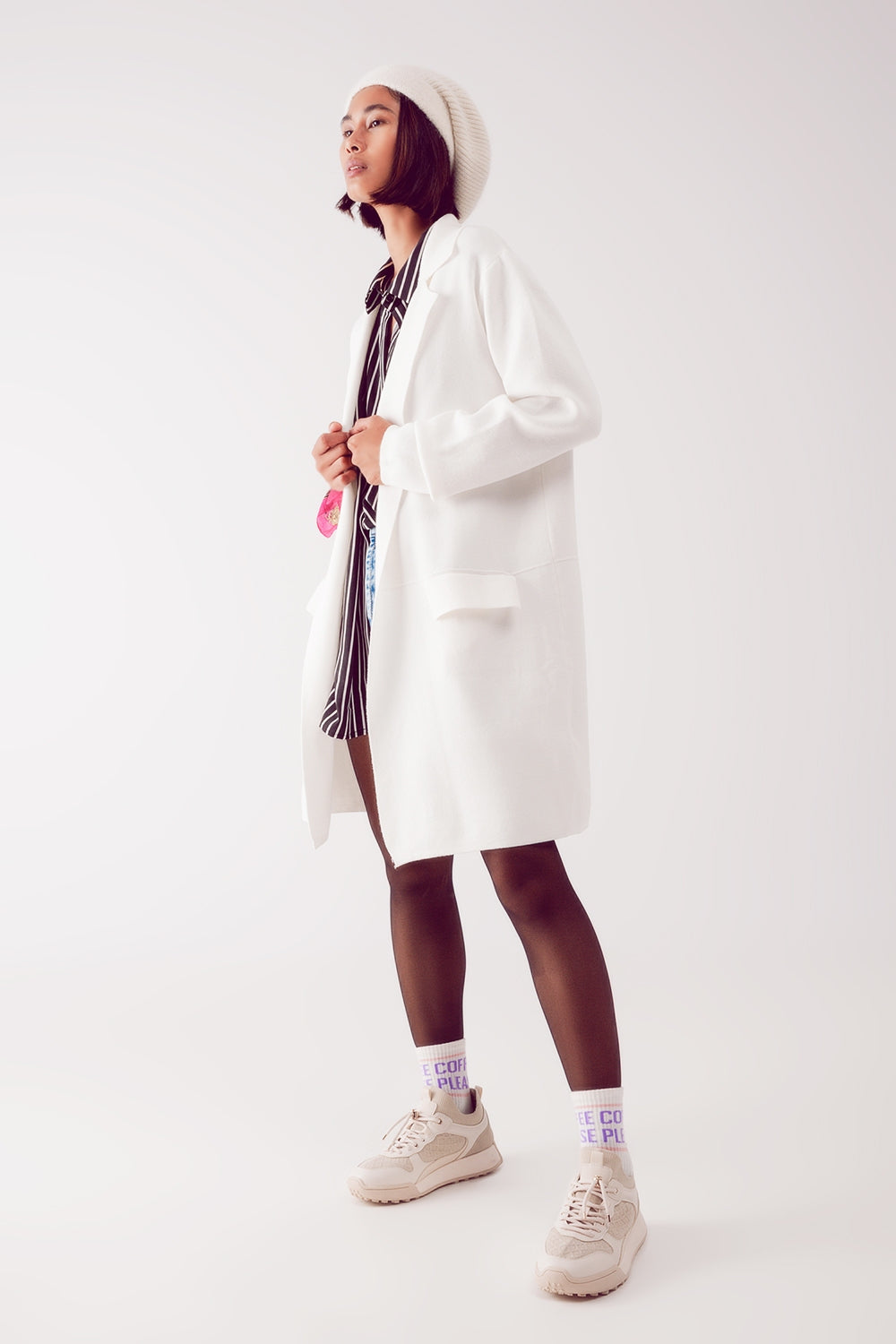 cardigan de gola oversized em branco