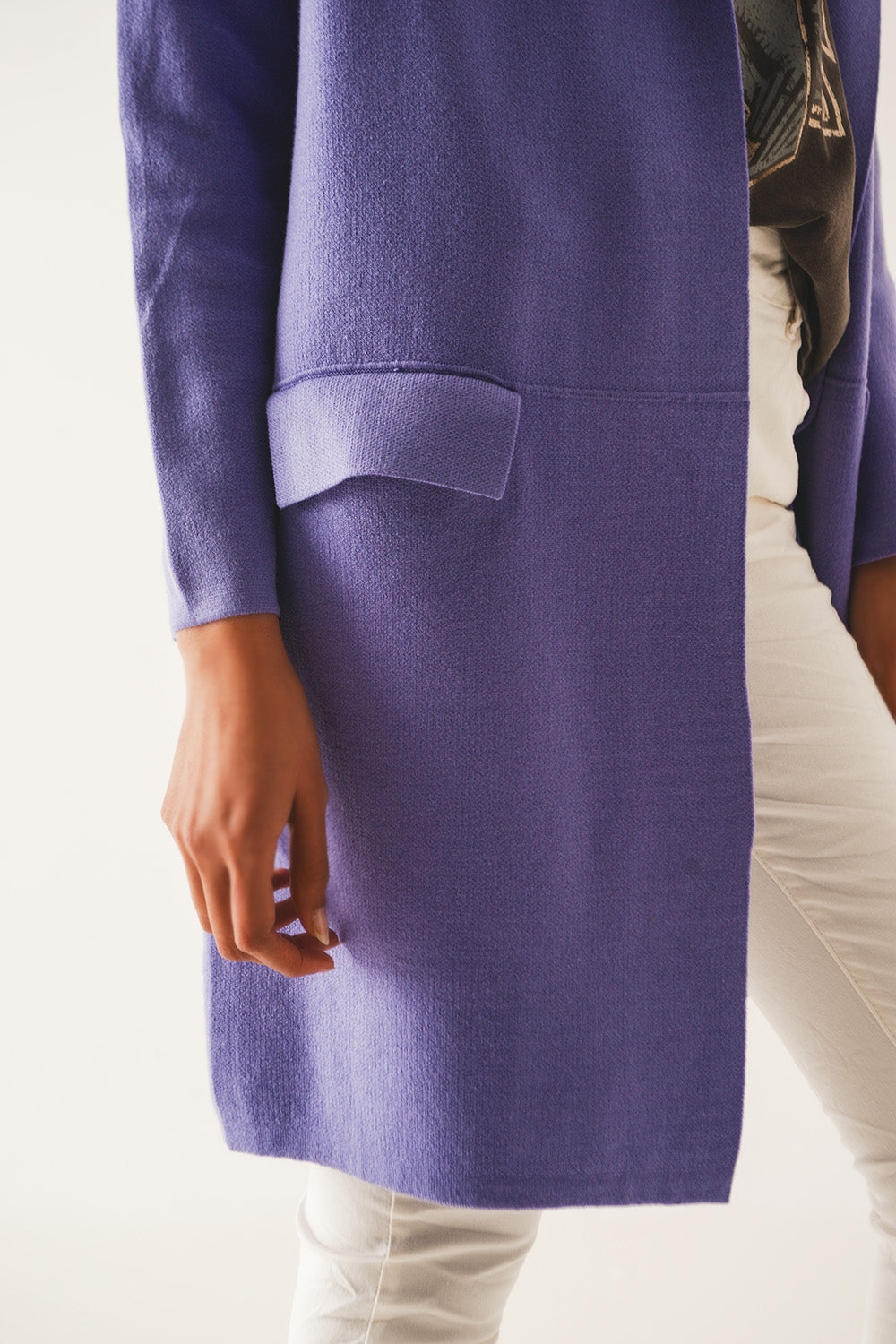 Cardigan de gola oversized em púrpura