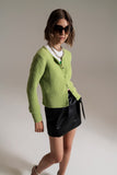 Q2 Cardigan de malha fofo super macio verde