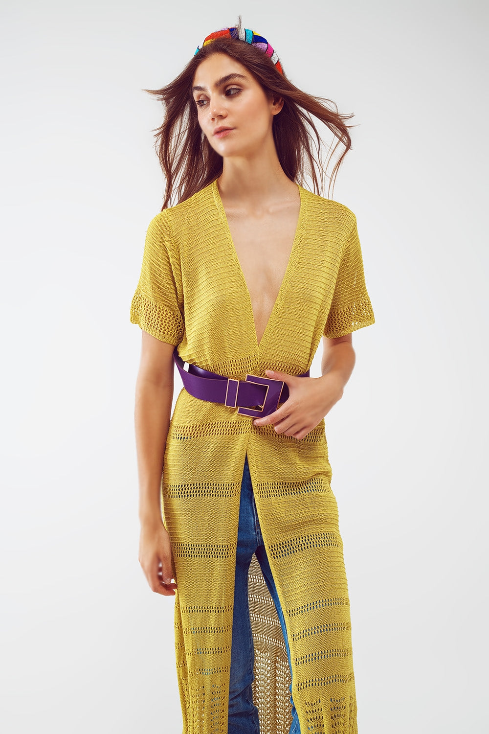 Cardigan de malha maxi verde