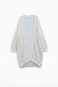 Q2 Cardigan longo de malha creme