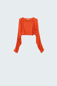 casaco bolero de malha fina cor de laranja